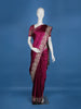 Wine Floral Embroidery Bridal Banarasi Silk Saree