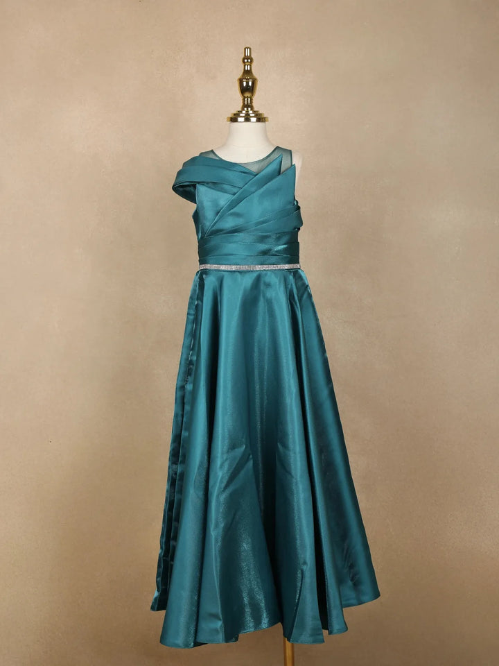 Teal Green Organza Party Wear Gowns for Mother & Daughter - Diadem
