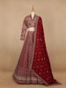 Dark Red Georgette Floral Designed Bridesmaid Lehenga
