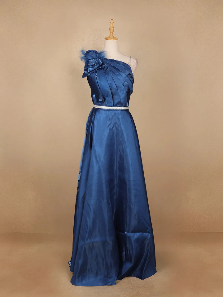 Ink Blue Satin Gowns for Mother & Daughter - Diadem