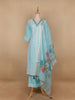 Sky Blue Floral Designed Cotton Salwar Suit - Diadem