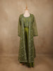 Olive Green Floral Design Net Palazzo Suit - Diadem