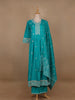 Blue Floral Designed Cotton Salwar Suit - Diadem