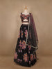 Black Floral Designed Semi Silk Bridesmaid Lehenga - Diadem