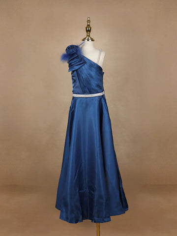 Ink Blue Satin Gowns for Mother & Daughter - Diadem