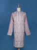 Lavender Floral Embroidery Raw Silk Kurta Set With Pant