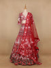 Red Floral and Bird Embroidered Net Lehenga for Bridesmaids