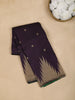 Dark Purple Temple Motifs Pure Kanchipuram Silk Saree - Diadem
