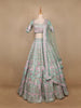 Sky Blue Floral Embroidered Raw Silk Bridesmaid Lehenga - Diadem