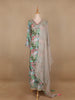 Green Floral Designed Semi Silk Sharara Salwar suit
