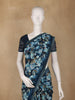 Navy Blue Floral Printed Georgette Saree