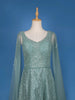 Turquoise Green Net Sequins And Beads Embroidery Party Wear Gown