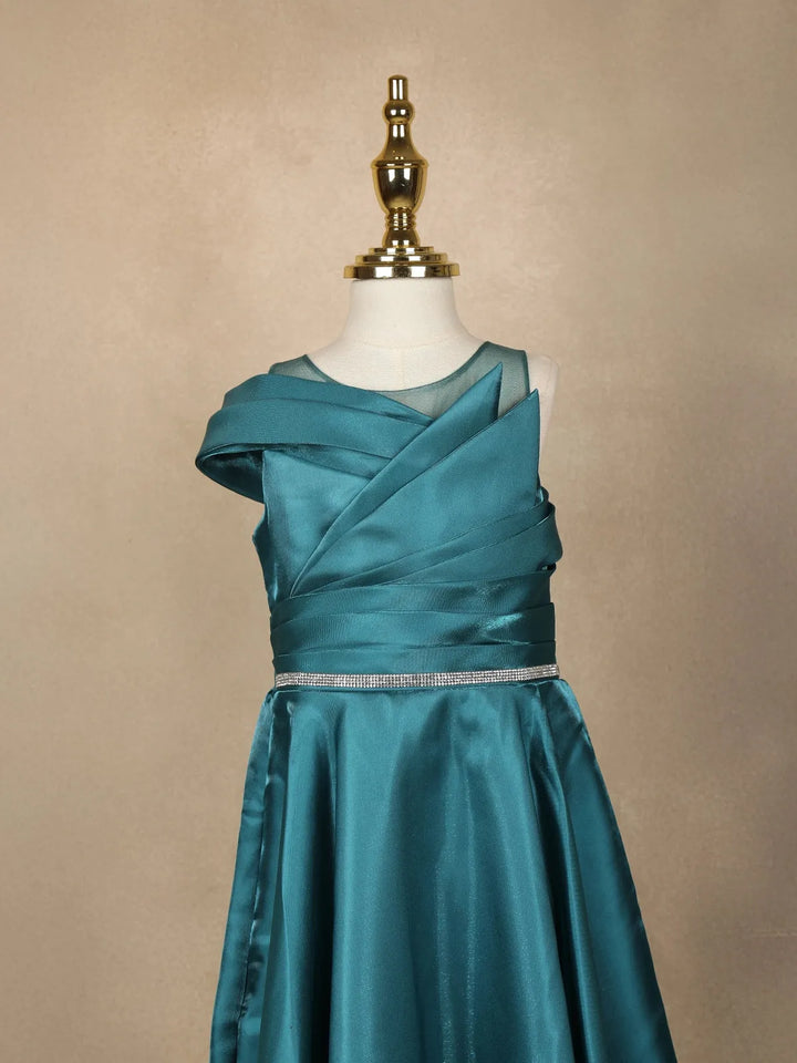 Teal Green Organza Party Wear Gowns for Mother & Daughter - Diadem