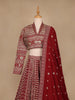 Dark Red Georgette Floral Designed Bridesmaid Lehenga