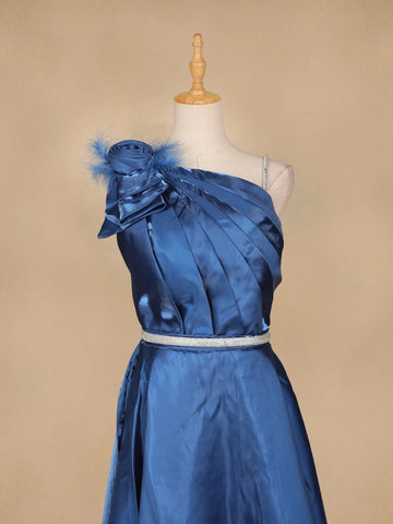 Ink Blue Satin Gowns for Mother & Daughter - Diadem