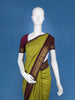 Parrot Green Floral Design Cotton Saree - Diadem
