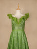 Parrot Green Glittery Party Wear Gowns for Mother & Daughter - Diadem