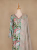 Green Floral Designed Semi Silk Sharara Salwar suit