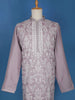 Lavender Floral Embroidery Raw Silk Kurta Set With Pant