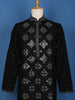 Black Sequins And Mirror Work Raw Silk Kurta Set With Pant