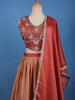 Rust Red Floral Designed Satin Lehenga