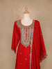 Red Floral Embroidery Crepe Palazzo Salwar Suit - Diadem