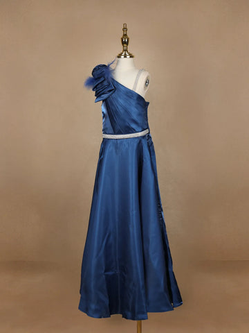 Ink Blue Satin Gowns for Mother & Daughter - Diadem