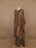 Olive Green Floral Designed Semi Silk Salwar Suit - Diadem