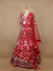 Red Floral and Bird Embroidered Net Lehenga for Bridesmaids