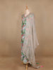 Green Floral Designed Semi Silk Sharara Salwar suit
