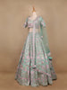 Sky Blue Floral Embroidered Raw Silk Bridesmaid Lehenga - Diadem