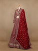 Dark Red Georgette Floral Designed Bridesmaid Lehenga