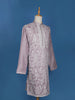 Lavender Floral Embroidery Raw Silk Kurta Set With Pant