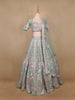 Sky Blue Floral Embroidered Raw Silk Bridesmaid Lehenga - Diadem