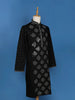 Black Sequins And Mirror Work Raw Silk Kurta Set With Pant