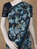 Navy Blue Floral Printed Georgette Saree