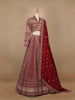Dark Red Georgette Floral Designed Bridesmaid Lehenga