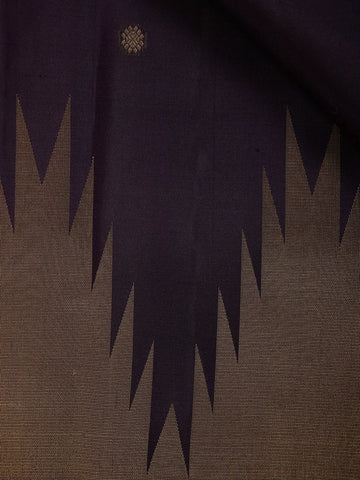 Dark Purple Temple Motifs Pure Kanchipuram Silk Saree - Diadem