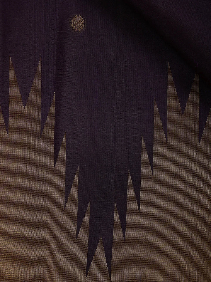Dark Purple Temple Motifs Pure Kanchipuram Silk Saree - Diadem