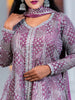 Woodrose Pink Floral Design Crepe Salwar Palazzo Suit