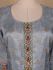 Blue Grey Floral Designed Semi Silk Salwar Suit - Diadem