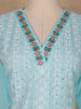 Sky Blue Floral Designed Cotton Salwar Suit - Diadem