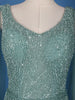 Turquoise Green Net Sequins And Beads Embroidery Party Wear Gown