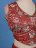 Rust Red Floral Designed Satin Lehenga
