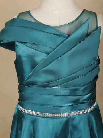 Teal Green Organza Party Wear Gowns for Mother & Daughter - Diadem