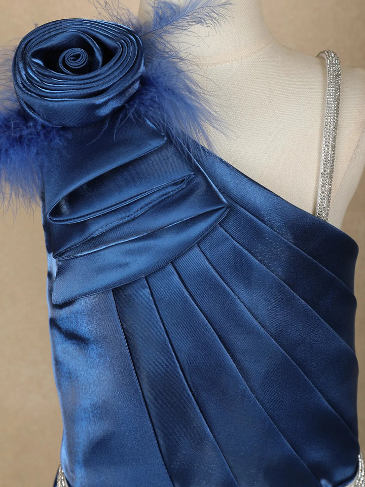 Ink Blue Satin Gowns for Mother & Daughter - Diadem