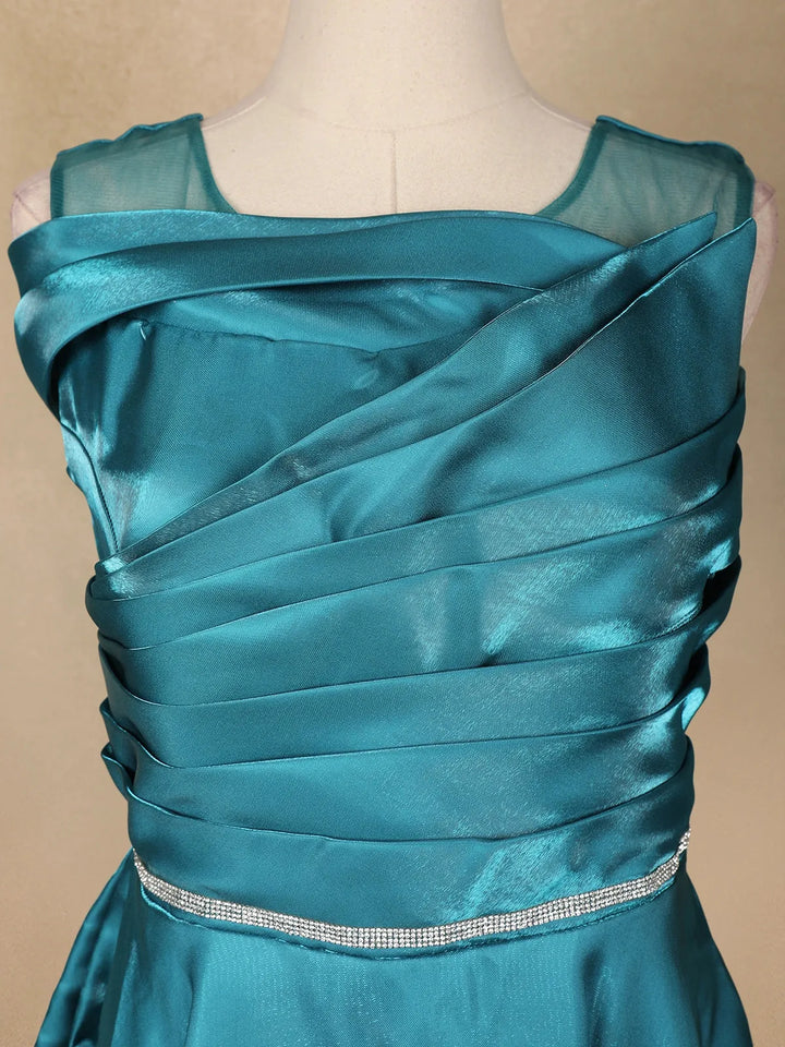 Teal Green Organza Party Wear Gowns for Mother & Daughter - Diadem