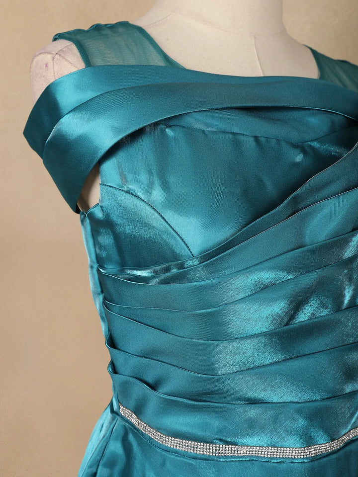 Teal Green Organza Party Wear Gowns for Mother & Daughter - Diadem