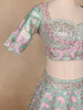 Sky Blue Floral Embroidered Raw Silk Bridesmaid Lehenga - Diadem
