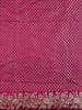Wine Floral Embroidery Bridal Banarasi Silk Saree